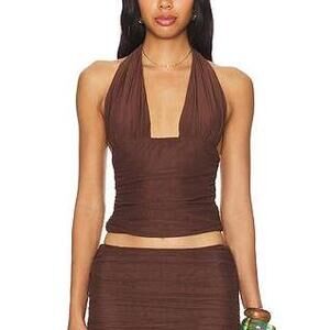 Ser.o.ya Bimini Mesh Halter Top in Coconut in Brown